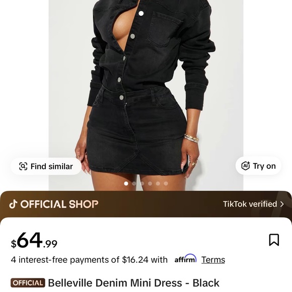 Black denim Button-Up Mini Dress - Picture 3 of 3